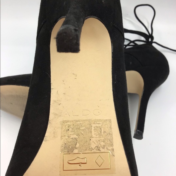 Aldo Kenneson Lace Up Ankle Black Stilletto Heels 8M Pumps Shoes pointed - Picture 6 of 7